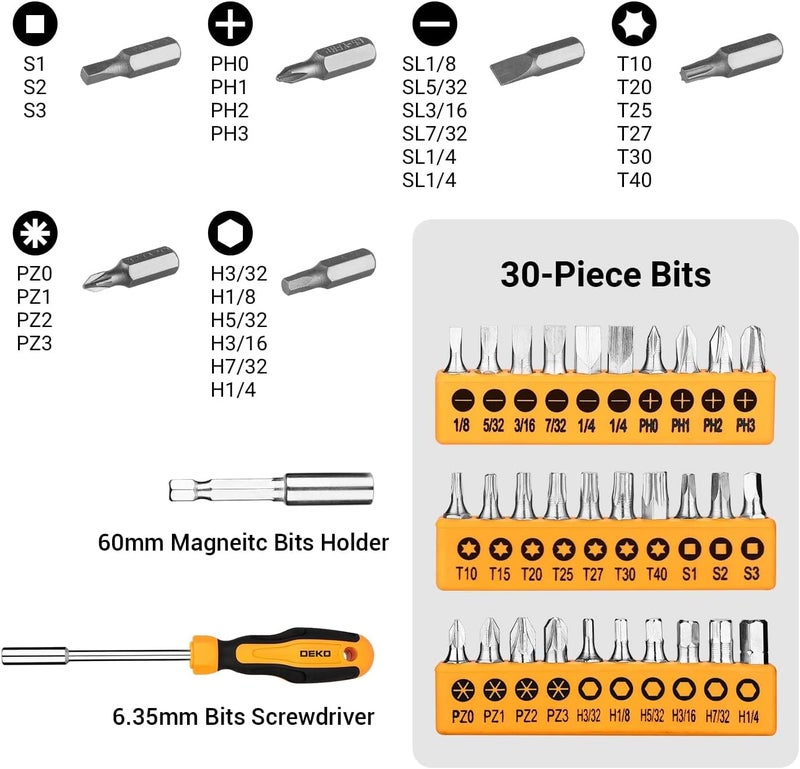 DEKOPRO General Household Hand Tool Kit with Plastic Toolbox Storage Case, All Purpose Home Tool Kit Includes Essential Tools for Office College Repairs, 50 Piece - Image 4