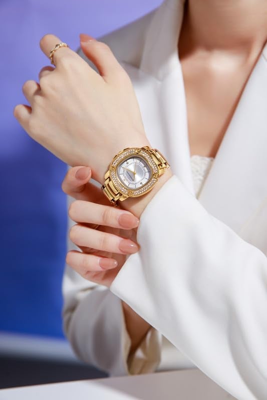 Giordano Analog Watch for Women with Square Dial, Crystal Studded Bezel, Quartz Movement, Water Resistant and Stainless Steel Strap - GZ-60109 - Image 2