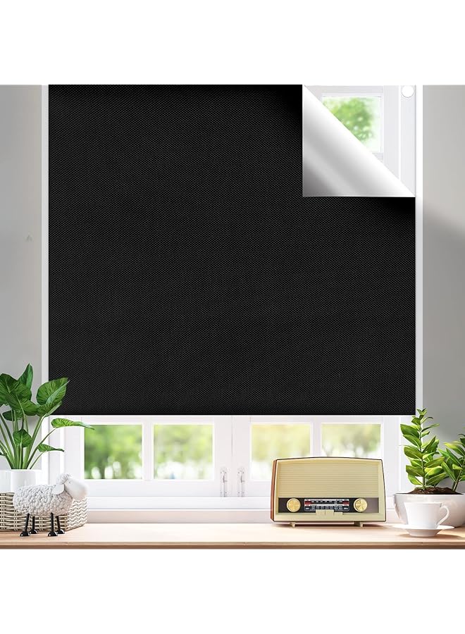 Blackout Blind, Portable Blackout Blinds Stick On Window No Drill, Blackout Material Blinds Blackout Curtains for Bedroom Nursery Loft Travel RV Car (100 * 145cm)