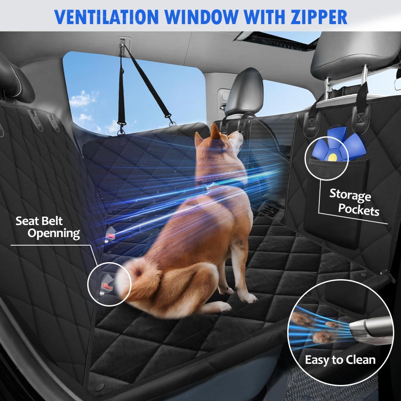 ROUWINNE Back Seat Extender for Dogs-Large Space, with Blankets, Hard Bottom Dog Car Seat Cover for Back Seat, Sturdy Backseat Extender for Dogs, Waterproof Dog Hammock for Car, SUV, Truck, Black - Image 5