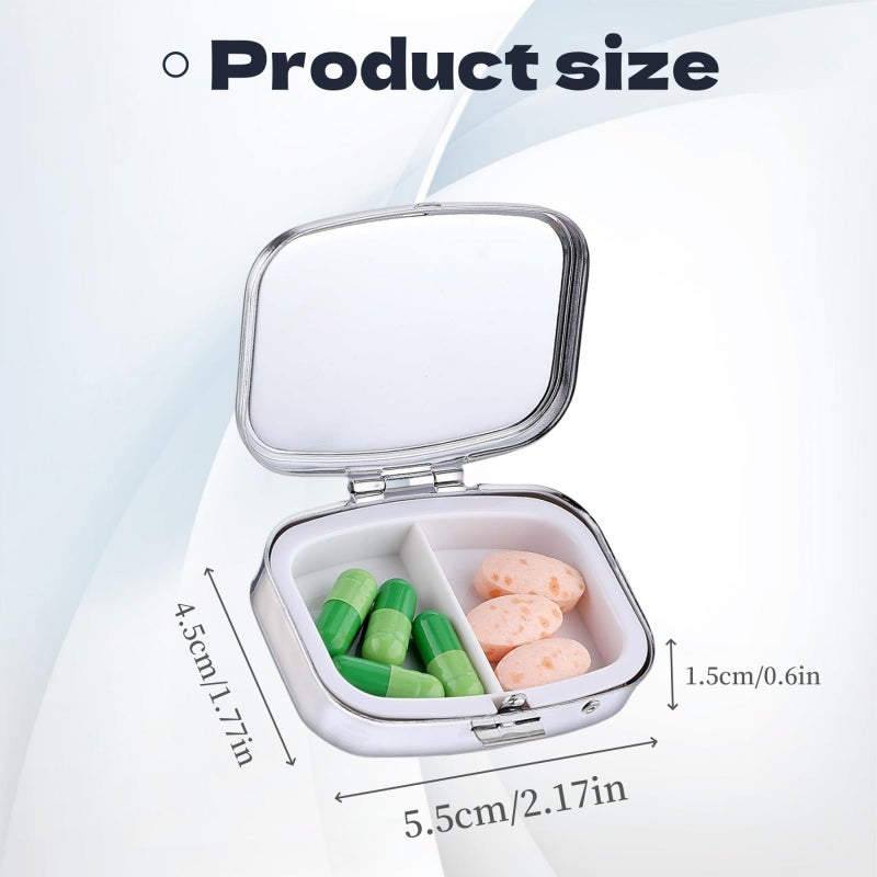 KWSAAHU Metal 2 Compartment Square Pill Organizer Sealed Travel Pill Container, Mini Size Pill Box for Pocket Wallets Two Times a Day Compact Pill Case for Children, Men and Woman - Cute Flower Cat - Image 2
