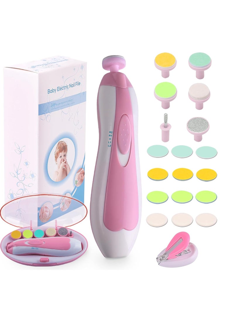 20 in 1 Electric Nail File Safe for Newborn Baby Kids Adult Nail Care Manicure Pedicure Nail Polisher LED Light Grinding Heads - Image 3