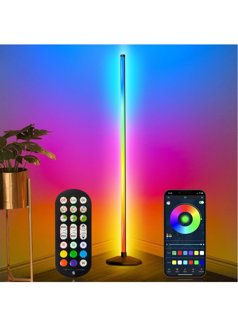 Arabest - Corner Floor Lamp, Smart RGB LED Corner Lamp with Spotlight,16 Million Colors Changing LED Floor Lamp with App and Remote Control,Music Sync & Timer Mood Lighting for Living Room Multicolor 53 inch - Image 1