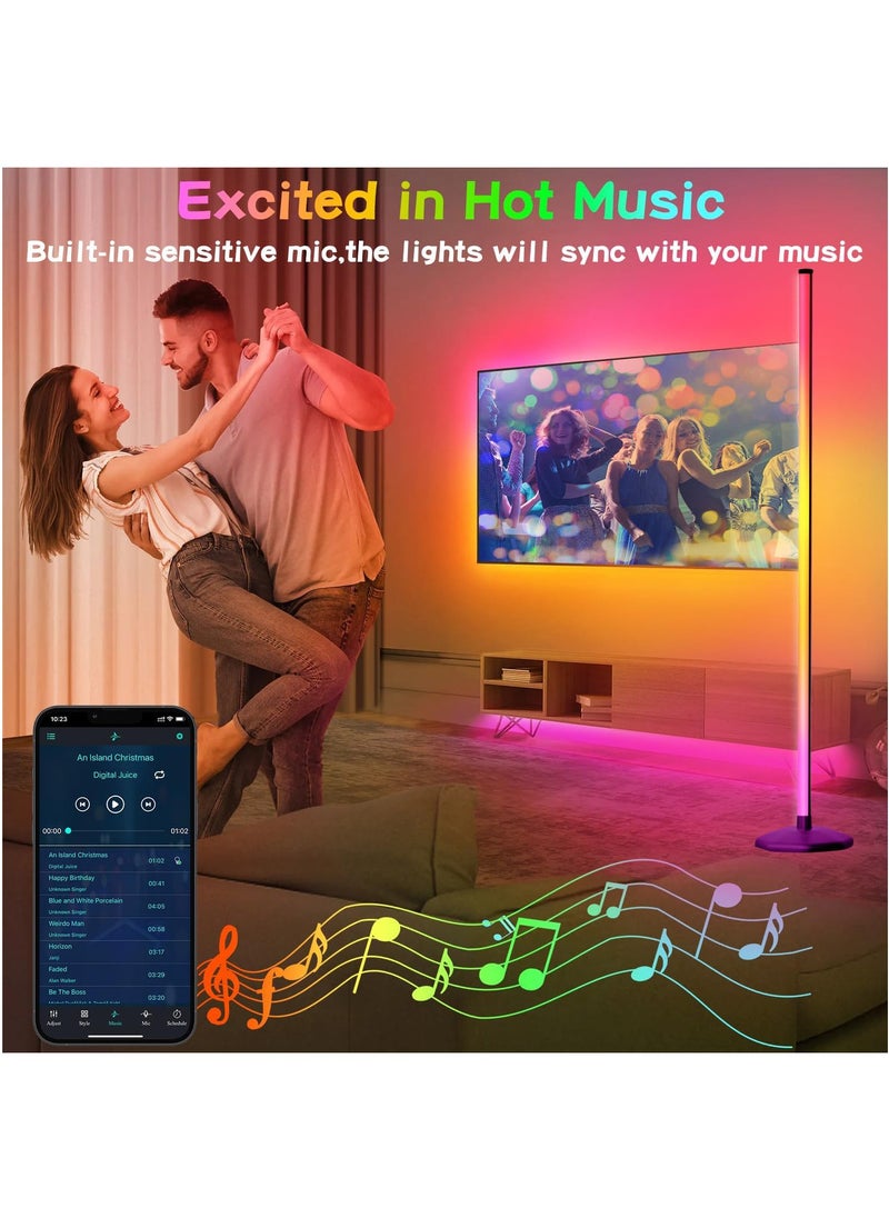Arabest - Corner Floor Lamp, Smart RGB LED Corner Lamp with Spotlight,16 Million Colors Changing LED Floor Lamp with App and Remote Control,Music Sync & Timer Mood Lighting for Living Room Multicolor 53 inch - Image 1