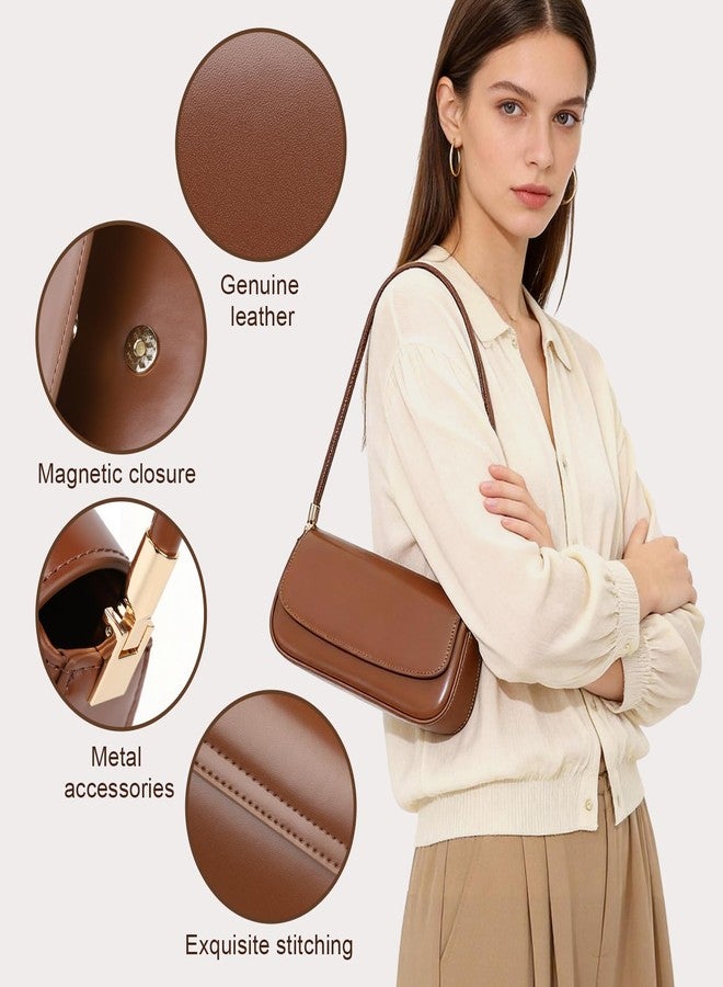 MoreFarther حقائب كتف جلدية من مورفارذر للنساء، حقائب يد صغيرة أنيقة وعصرية للاستخدام اليومي، حقائب يد نسائية كبيرة الحجم بإغلاق مغناطيسي، لون أسود - Image 5