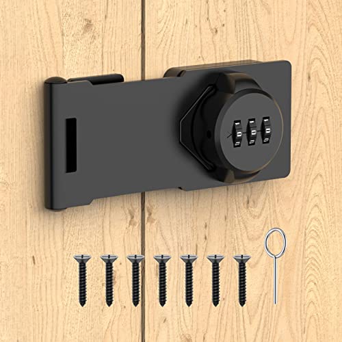 YogePote Mechanical Password Rotary Hasp Locks, Cabinet Locks with Combination, Door Security Gate Locks for Small Doors, Cabinets, Barn Door, Bathroom, Outdoor, Closet, Fence (Black) - Image 1