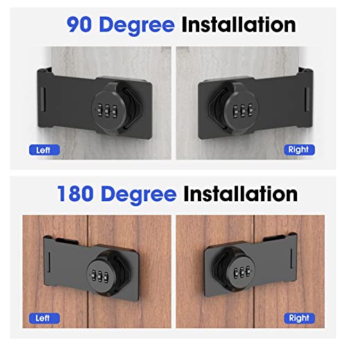 YogePote Mechanical Password Rotary Hasp Locks, Cabinet Locks with Combination, Door Security Gate Locks for Small Doors, Cabinets, Barn Door, Bathroom, Outdoor, Closet, Fence (Black) - Image 4