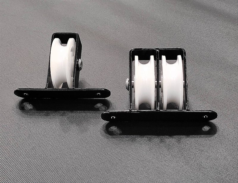 FAPBADRI Heavy Duty, Multipurpose Single and Double Pulley for Cloth Drying Stand, MS Base with PVC Wheel, Screws & wallplugs Included, Colour - White & Black, 1 Pair - Image 1