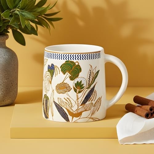 CRAF10 Botanic Gold Coffee Tea Mugs Sets of 1, Ideal for Gifting, 300 ml - Image 1