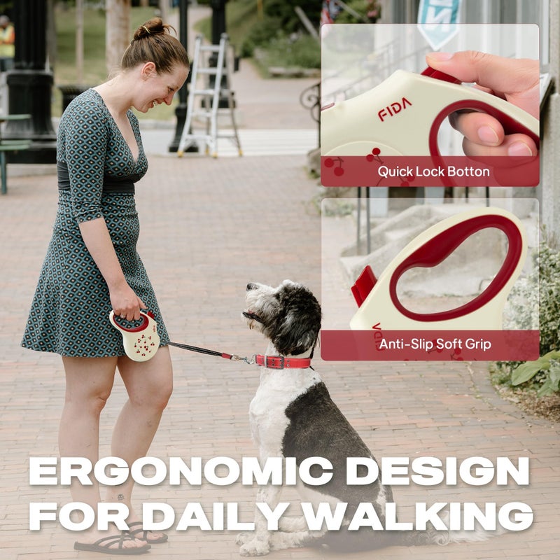 Fida Retractable Dog Leash, 16 ft Dog Walking Leash for Small Dogs up to 26 lbs, 360Â° Tangle Free, Cherry - Image 5