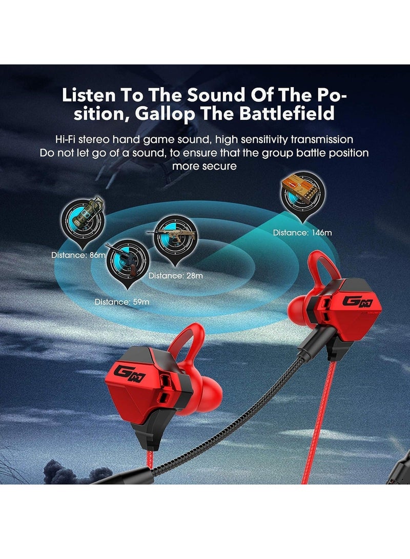 Gaming Earbuds with Microphone, Stereo Wired Headphones for Computer Gamer in-Ear Detachable Mic PS 5 Video Game E-Sport Earphone 3.5mm Jack Red  - Image 3