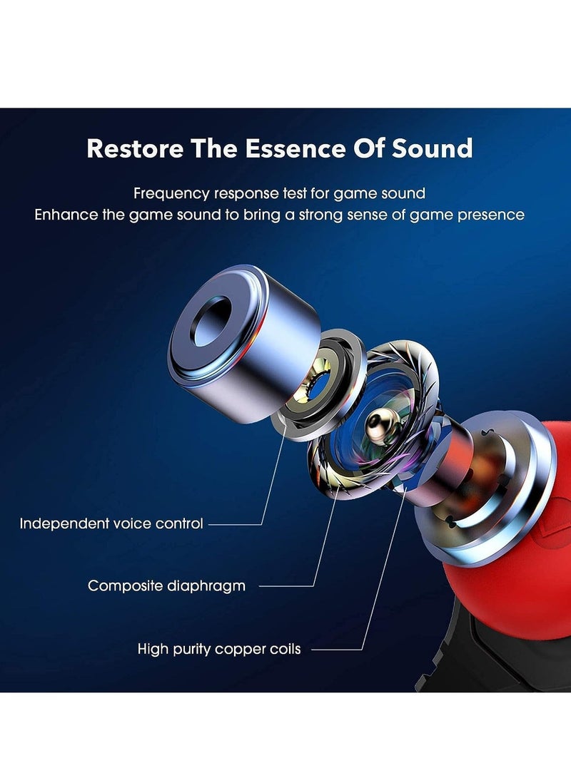 Gaming Earbuds with Microphone, Stereo Wired Headphones for Computer Gamer in-Ear Detachable Mic PS 5 Video Game E-Sport Earphone 3.5mm Jack Red  - Image 4