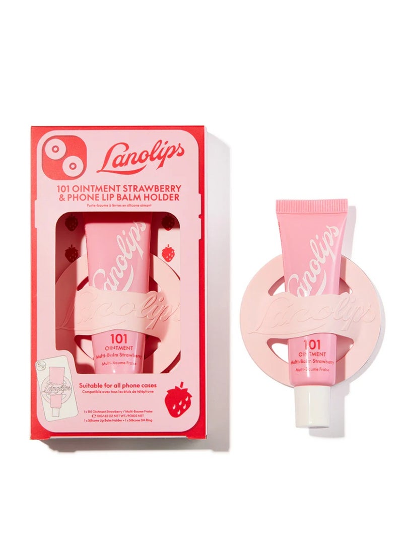 Lanolips 101 Ointment Strawberry & Lip Phone Holder - Fruity Lip Balm with Vitamin E Oil and Lanolin for Lip Hydration (0.35 Ounce) - Image 2