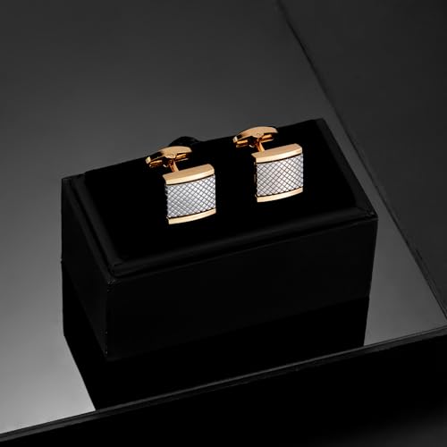 UJOY Vintage Cufflinks Antique Fashion Accessories for Men for Valentine Day Gift Anniversary Wedding in Gift Box Silver Gold - Image 4