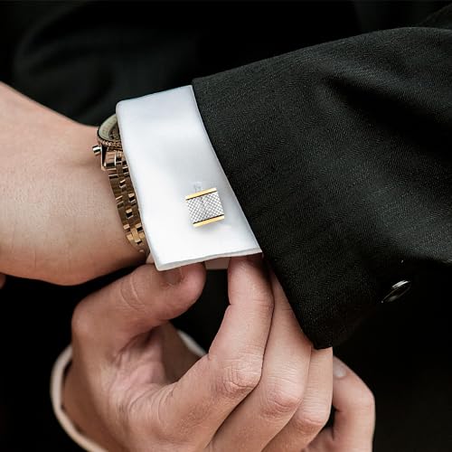 UJOY Vintage Cufflinks Antique Fashion Accessories for Men for Valentine Day Gift Anniversary Wedding in Gift Box Silver Gold - Image 3