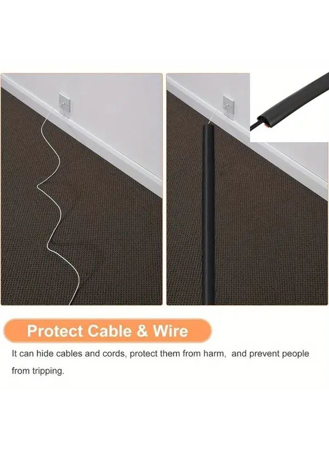 غطاء كابل مرن ذاتي اللصق أسود 3 28 قدم مضاد للانزلاق PVC غطاء سلك الأرضية - Image 1