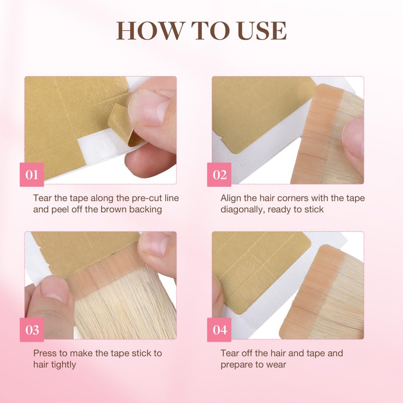 Goo-Goo GOO GOO Hair Extension Tape Double Sided Adhesive Replacement Tape, Professional Strong Tapes for Tape in Hair Extensions 72pcs, 1.6 * 0.3inch per Piece - Image 4