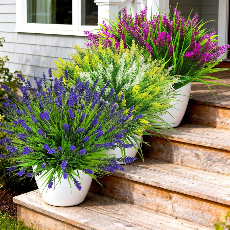 TSTWETO Artificial Plants Outdoor, 22 Pcs Fake Flowers UV Resistant Outdoor Artificial Lavender Flowers, Plastic Faux Plants for Porch Garden Planter Yard Window Box - Image 3