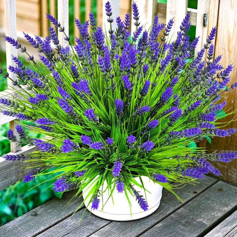 TSTWETO Artificial Plants Outdoor, 22 Pcs Fake Flowers UV Resistant Outdoor Artificial Lavender Flowers, Plastic Faux Plants for Porch Garden Planter Yard Window Box - Image 1