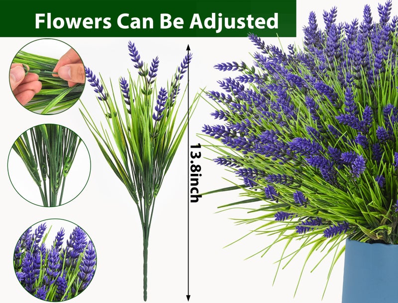 TSTWETO Artificial Plants Outdoor, 22 Pcs Fake Flowers UV Resistant Outdoor Artificial Lavender Flowers, Plastic Faux Plants for Porch Garden Planter Yard Window Box - Image 4