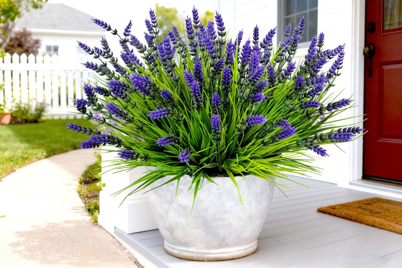 TSTWETO Artificial Plants Outdoor, 22 Pcs Fake Flowers UV Resistant Outdoor Artificial Lavender Flowers, Plastic Faux Plants for Porch Garden Planter Yard Window Box - Image 5