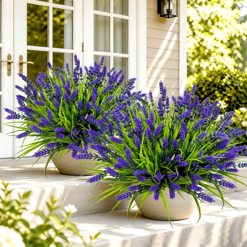 TSTWETO Artificial Plants Outdoor, 22 Bundles Fake Flowers UV Resistant Outdoor Artificial Lavender Flowers, Plastic Faux Plants for Porch Garden Planter Yard Window Box - Image 2
