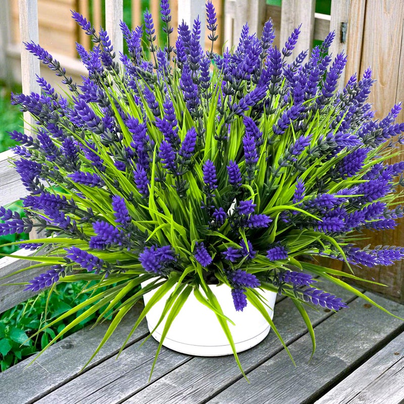 TSTWETO Artificial Plants Outdoor, 22 Bundles Fake Flowers UV Resistant Outdoor Artificial Lavender Flowers, Plastic Faux Plants for Porch Garden Planter Yard Window Box - Image 1