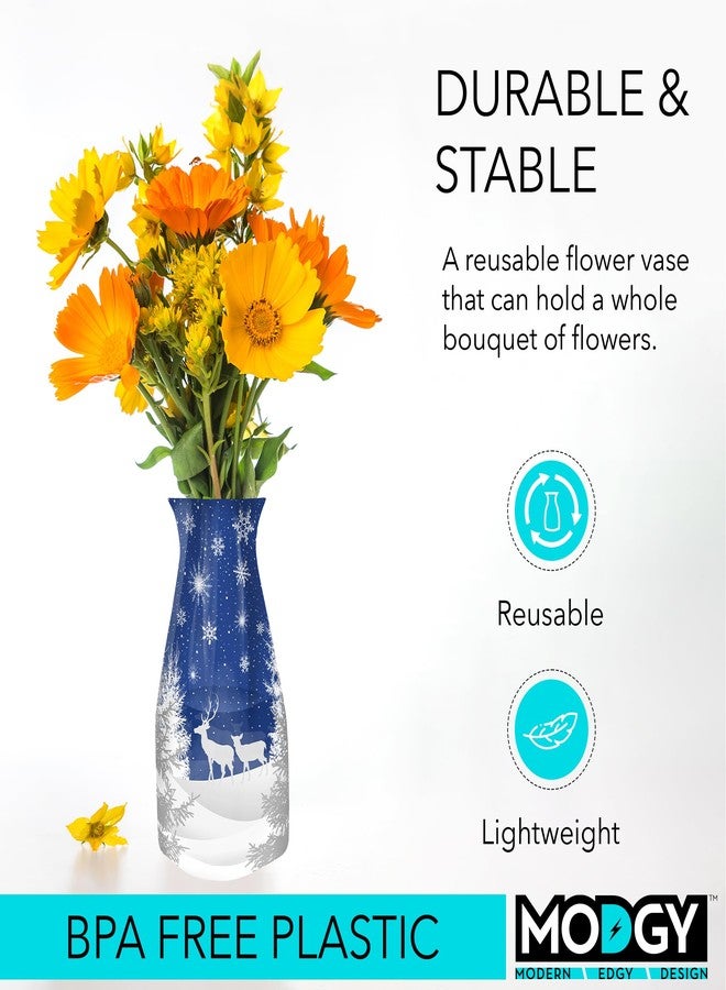 MODGY Expandable Flower Vase, Plastic Decorative Modern Foldable Printed Vases for Centerpieces for Wedding, Dining Table, Home Decor, Living Room, Bathroom, OhDeer - Image 3