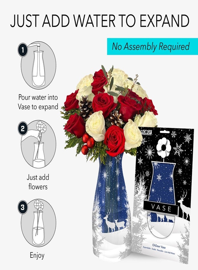 MODGY Expandable Flower Vase, Plastic Decorative Modern Foldable Printed Vases for Centerpieces for Wedding, Dining Table, Home Decor, Living Room, Bathroom, OhDeer - Image 4