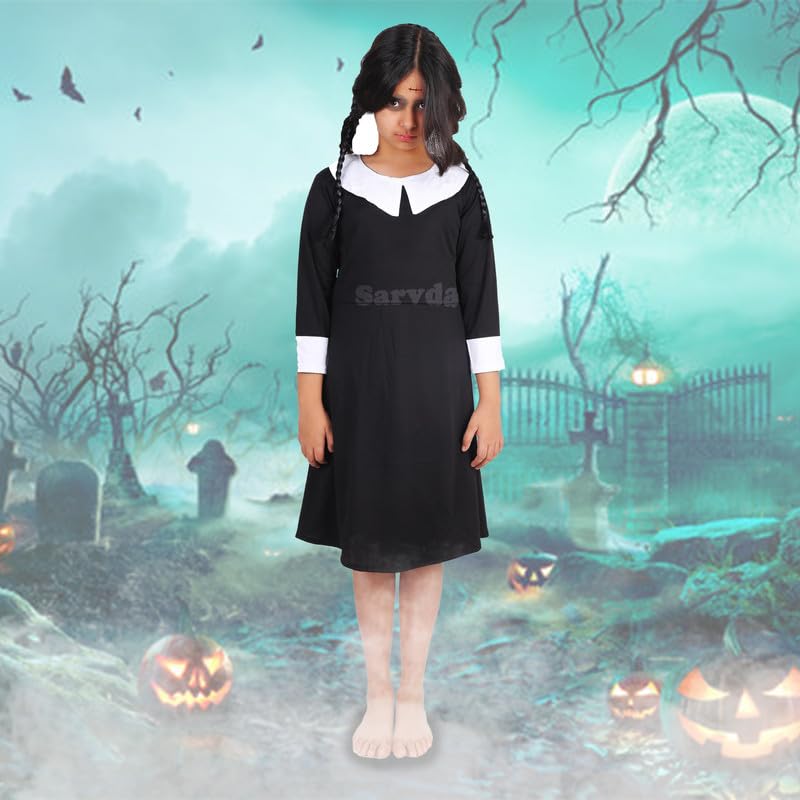 Sarvda Halloween Dress for Girls | Inspired Character Dress | Stylish Dress with Scary Teeth | Makeup Tattoo Scars Wounds | Haunted Witch Costume | For 2 to 3 Year Kids - Image 3