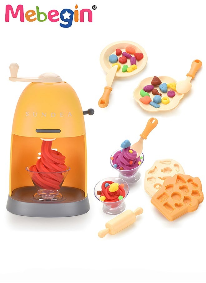 MEBEGIN - DIY Playdough Set, Multi-colored Ice Cream Making Set with Rich Accessories and 8 Colors of Daugh, Fun Non-toxic Clay Modelling Kit, Creative Ice Cream Maker Machine Set for Kids, Ideal Children's Gift, 11*11*19cm - Image 1
