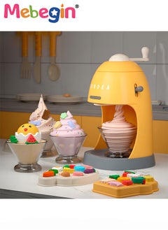 DIY Playdough Set, Multi-colored Ice Cream Making Set with Rich Accessories and 8 Colors of Daugh, Fun Non-toxic Clay Modelling Kit, Creative Ice Cream Maker Machine Set for Kids, Ideal Children's Gift, 11*11*19cm