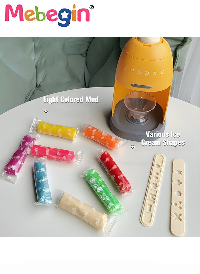 MEBEGIN - DIY Playdough Set, Multi-colored Ice Cream Making Set with Rich Accessories and 8 Colors of Daugh, Fun Non-toxic Clay Modelling Kit, Creative Ice Cream Maker Machine Set for Kids, Ideal Children's Gift, 11*11*19cm - Image 1