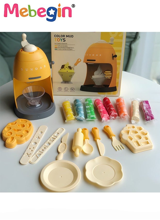 MEBEGIN - DIY Playdough Set, Multi-colored Ice Cream Making Set with Rich Accessories and 8 Colors of Daugh, Fun Non-toxic Clay Modelling Kit, Creative Ice Cream Maker Machine Set for Kids, Ideal Children's Gift, 11*11*19cm - Image 1