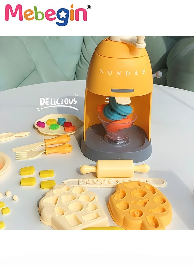 MEBEGIN - DIY Playdough Set, Multi-colored Ice Cream Making Set with Rich Accessories and 8 Colors of Daugh, Fun Non-toxic Clay Modelling Kit, Creative Ice Cream Maker Machine Set for Kids, Ideal Children's Gift, 11*11*19cm - Image 1
