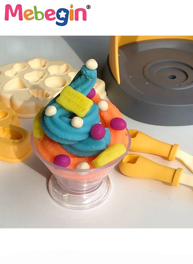MEBEGIN - DIY Playdough Set, Multi-colored Ice Cream Making Set with Rich Accessories and 8 Colors of Daugh, Fun Non-toxic Clay Modelling Kit, Creative Ice Cream Maker Machine Set for Kids, Ideal Children's Gift, 11*11*19cm - Image 1