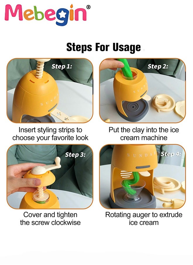 MEBEGIN - DIY Playdough Set, Multi-colored Ice Cream Making Set with Rich Accessories and 8 Colors of Daugh, Fun Non-toxic Clay Modelling Kit, Creative Ice Cream Maker Machine Set for Kids, Ideal Children's Gift, 11*11*19cm - Image 1