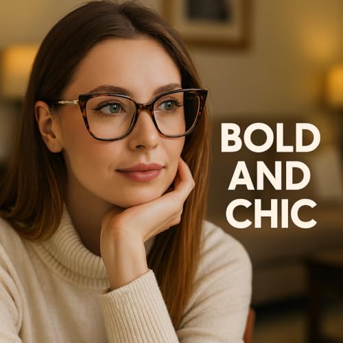 GLEXAL Blue Light Blocking Glasses for Women - Oversized Cat Eye Computer Eyewear with Tortoise Shell Frame & Gold Metal Temples, Stylish Anti Eye Strain Fashion Reading Gaming Glasses - Image 4