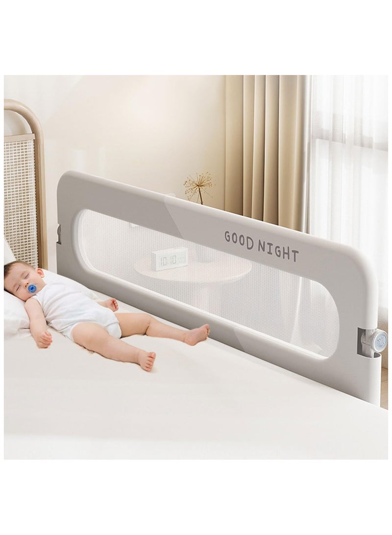 ECVV 2M Foldable Toddler Bed Rails with Extra Wide U-Shape Base and Fixing Belt 66-78CM Height Adjustable Baby Cribs Rail Guards Child Safety Side Railing Guards for Twin, Queen, King, Full Size Bed - Image 2