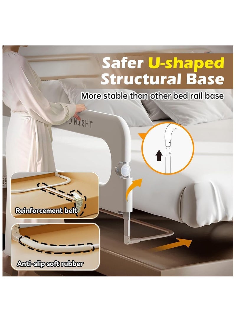 ECVV 2M Foldable Toddler Bed Rails with Extra Wide U-Shape Base and Fixing Belt 66-78CM Height Adjustable Baby Cribs Rail Guards Child Safety Side Railing Guards for Twin, Queen, King, Full Size Bed - Image 3
