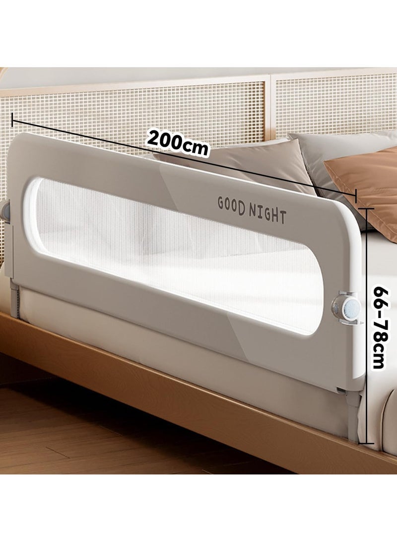 ECVV 2M Foldable Toddler Bed Rails with Extra Wide U-Shape Base and Fixing Belt 66-78CM Height Adjustable Baby Cribs Rail Guards Child Safety Side Railing Guards for Twin, Queen, King, Full Size Bed - Image 1