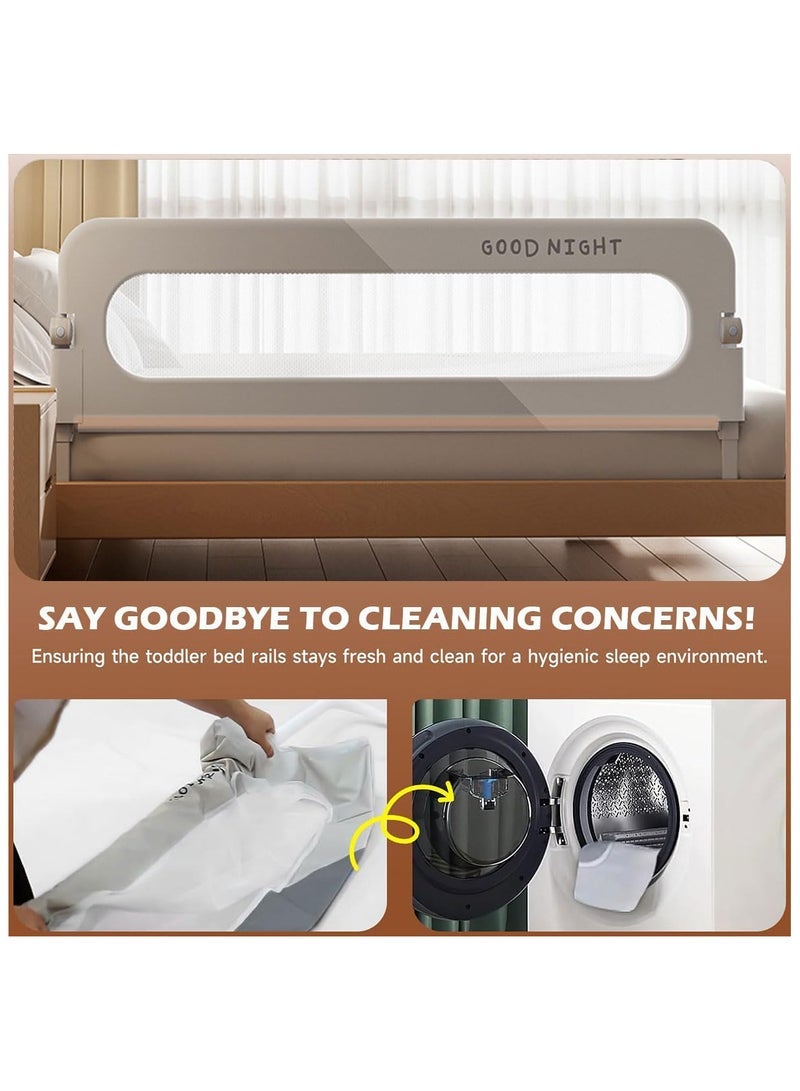 ECVV 2M Foldable Toddler Bed Rails with Extra Wide U-Shape Base and Fixing Belt 66-78CM Height Adjustable Baby Cribs Rail Guards Child Safety Side Railing Guards for Twin, Queen, King, Full Size Bed - Image 5