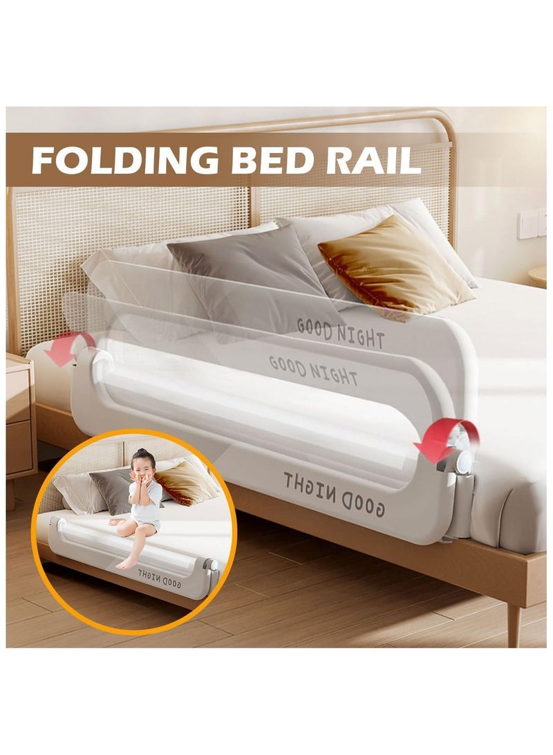 ECVV 2M Foldable Toddler Bed Rails with Extra Wide U-Shape Base and Fixing Belt 66-78CM Height Adjustable Baby Cribs Rail Guards Child Safety Side Railing Guards for Twin, Queen, King, Full Size Bed - Image 4