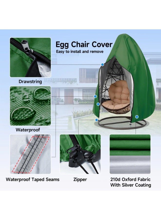 إيونتو غطاء كرسي معلق متين مقاوم للماء 190×115 سم - قماش أكسفورد 210D مقاوم للأشعة فوق البنفسجية والغبار وواقي كرسي الأرجوحة الخارجي وكرسي البيض، أغطية الفناء والحديقة والخوص والكراسي - Image 4