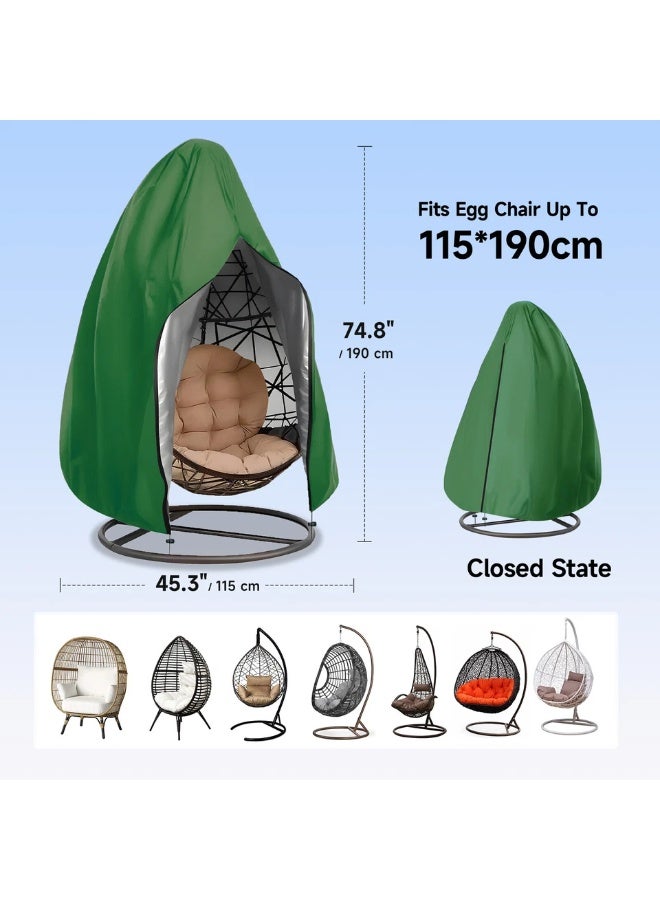 إيونتو غطاء كرسي معلق متين مقاوم للماء 190×115 سم - قماش أكسفورد 210D مقاوم للأشعة فوق البنفسجية والغبار وواقي كرسي الأرجوحة الخارجي وكرسي البيض، أغطية الفناء والحديقة والخوص والكراسي - Image 3