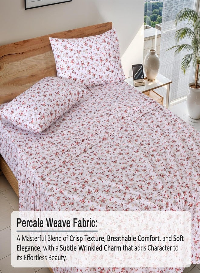RUVANTI 100% Cotton Twin Sheets Set, 3 Pieces, Soft & Breathable Percale Weave Bedding, Deep Pocket 16", Hotel Standard, Crisp Cool Feel, Durable, Perfect Floral Bed Sheet, Bouquet - Image 3