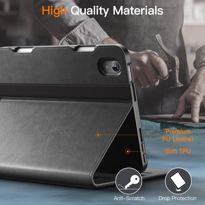 Jetech Case For Ipad Mini (A17 Pro, 2024 Model, 7Th Generation) / Mini 6 (2021 Model, 6Th Generation), Pu Leather Business Folio Protective Tablet Cover With Pencil Holder & Pocket (Space Gray) - Image 3