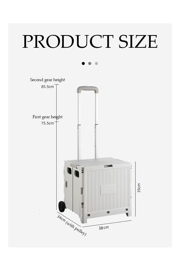 Folding shopping cart with wheels，Multifunctional Car, Portable Rolling  Trolley with Adjustable Handle,Storage Boot Cart Box for Grocery , Moving, Luggage, Camping ，Grey (38*34*35cm) - Image 2