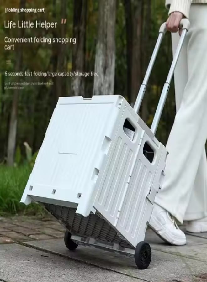 Folding shopping cart with wheels，Multifunctional Car, Portable Rolling  Trolley with Adjustable Handle,Storage Boot Cart Box for Grocery , Moving, Luggage, Camping ，Grey (38*34*35cm) - Image 3
