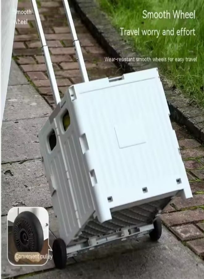 Folding shopping cart with wheels，Multifunctional Car, Portable Rolling  Trolley with Adjustable Handle,Storage Boot Cart Box for Grocery , Moving, Luggage, Camping ，Grey (38*34*35cm) - Image 4